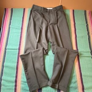 Slates Basics Dress Pants Mens 34x34 Grey Pleated Cuffed Straight Leg Trousers